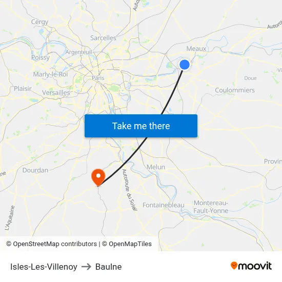 Isles-Les-Villenoy to Baulne map