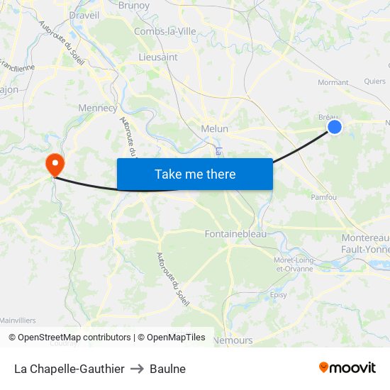 La Chapelle-Gauthier to Baulne map