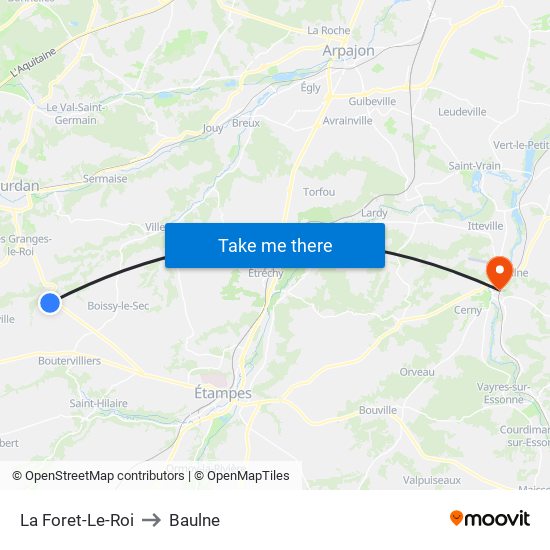 La Foret-Le-Roi to Baulne map