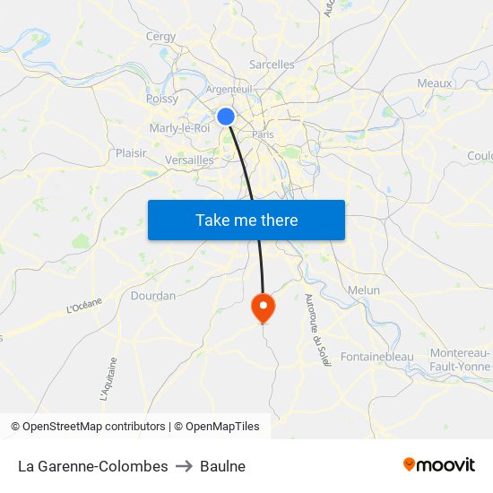 La Garenne-Colombes to Baulne map