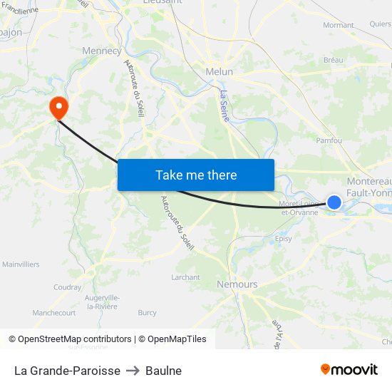 La Grande-Paroisse to Baulne map