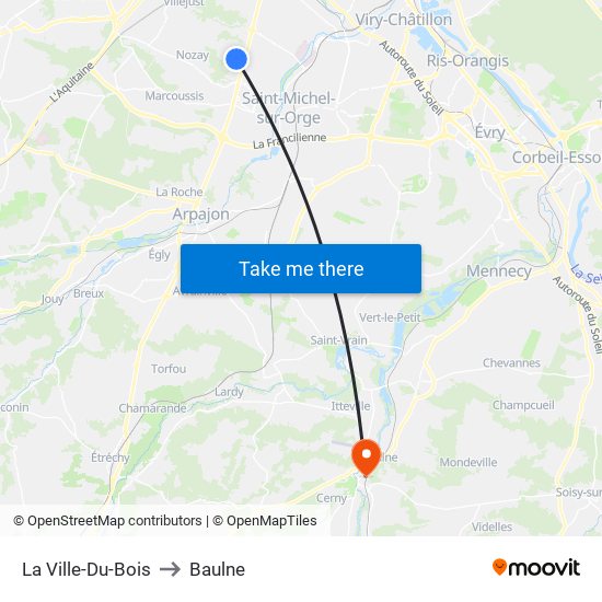 La Ville-Du-Bois to Baulne map