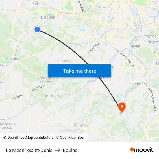 Le Mesnil-Saint-Denis to Baulne map