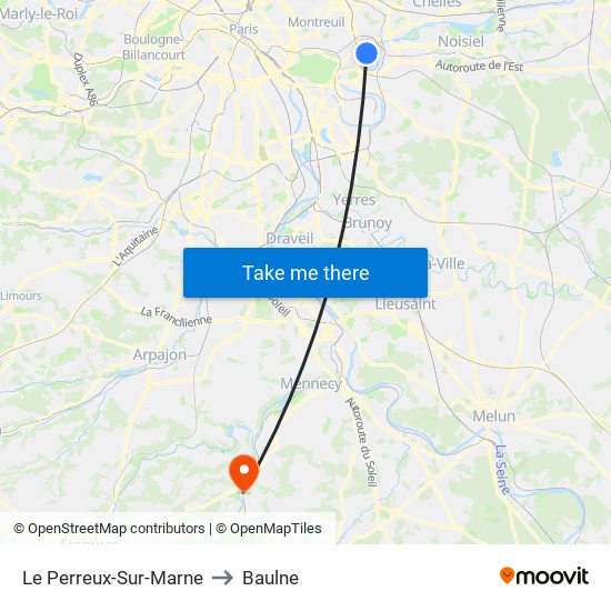 Le Perreux-Sur-Marne to Baulne map