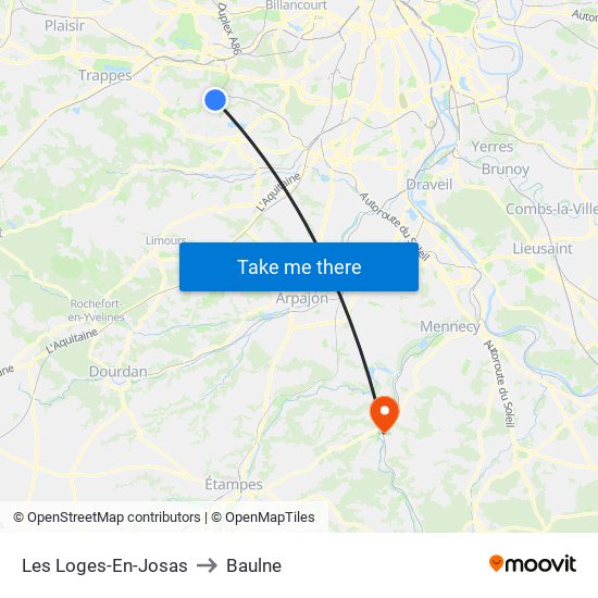 Les Loges-En-Josas to Baulne map
