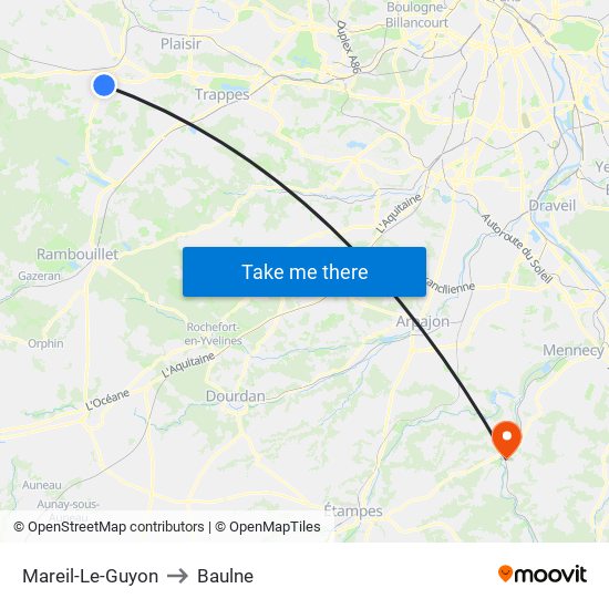 Mareil-Le-Guyon to Baulne map