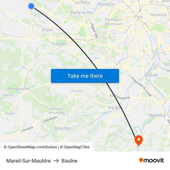 Mareil-Sur-Mauldre to Baulne map