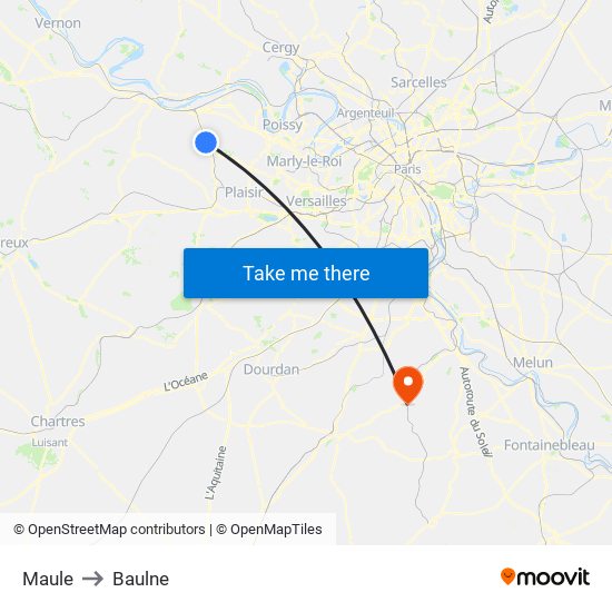 Maule to Baulne map