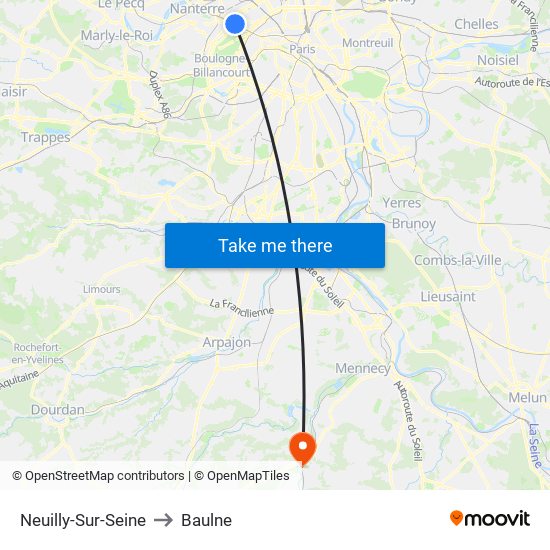 Neuilly-Sur-Seine to Baulne map