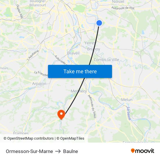 Ormesson-Sur-Marne to Baulne map