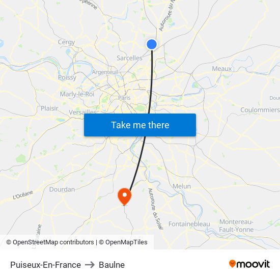 Puiseux-En-France to Baulne map