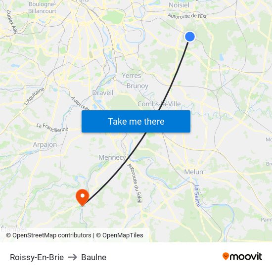 Roissy-En-Brie to Baulne map