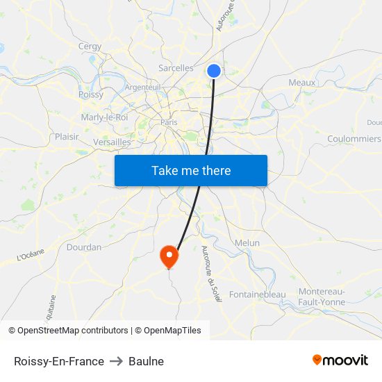 Roissy-En-France to Baulne map