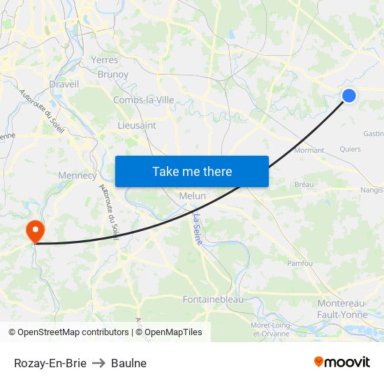 Rozay-En-Brie to Baulne map