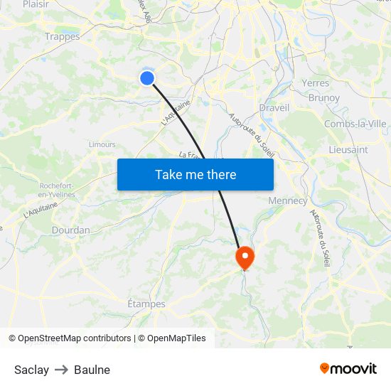 Saclay to Baulne map
