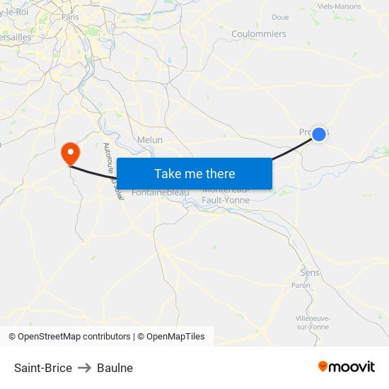 Saint-Brice to Baulne map