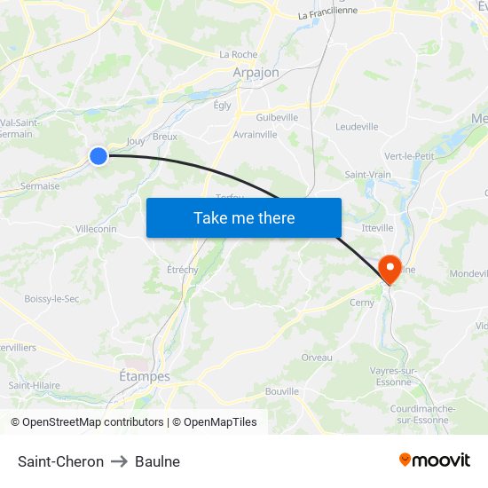 Saint-Cheron to Baulne map