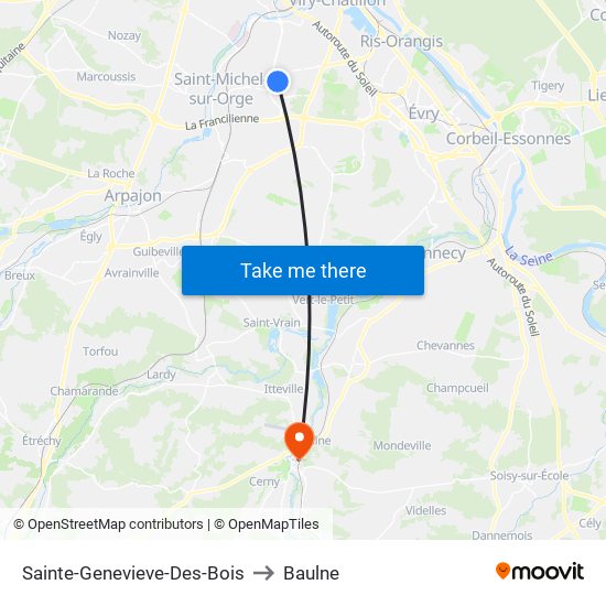Sainte-Genevieve-Des-Bois to Baulne map