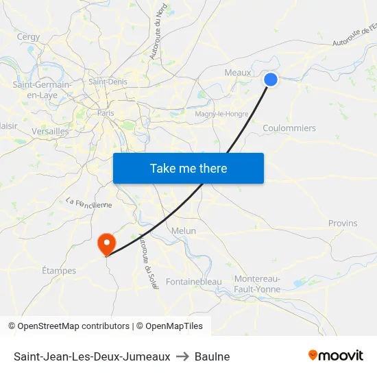 Saint-Jean-Les-Deux-Jumeaux to Baulne map