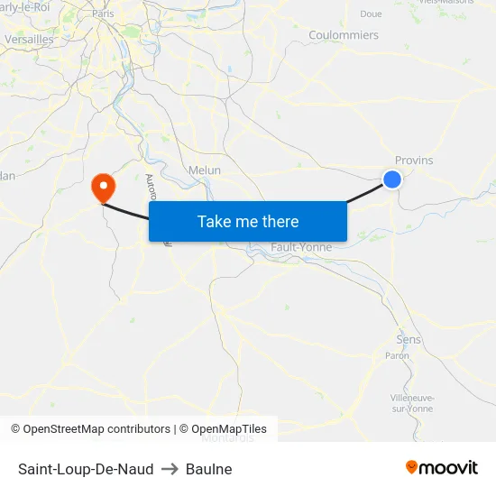 Saint-Loup-De-Naud to Baulne map