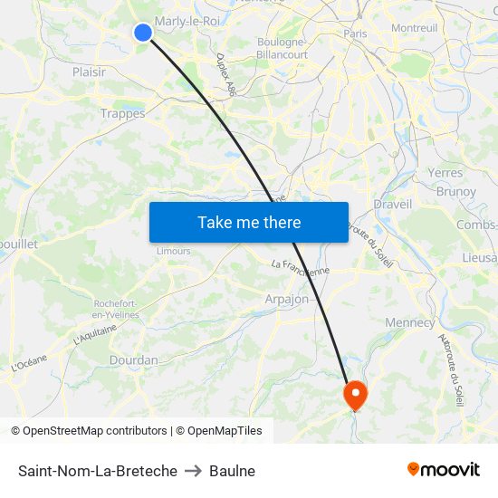 Saint-Nom-La-Breteche to Baulne map