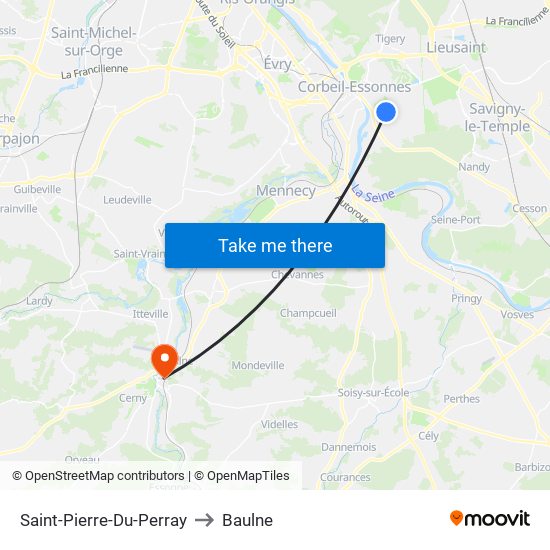 Saint-Pierre-Du-Perray to Baulne map