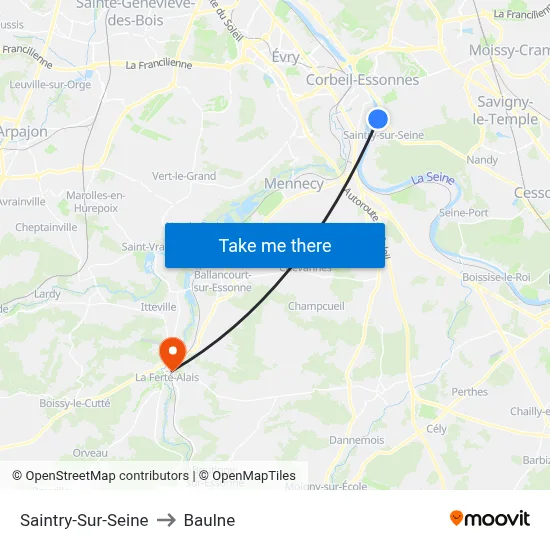 Saintry-Sur-Seine to Baulne map