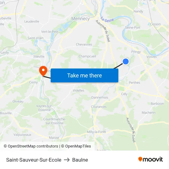 Saint-Sauveur-Sur-Ecole to Baulne map