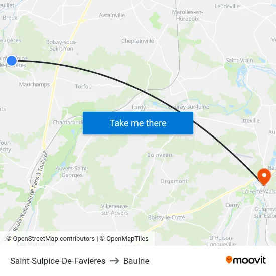 Saint-Sulpice-De-Favieres to Baulne map