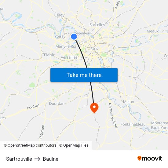 Sartrouville to Baulne map