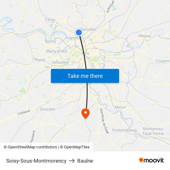 Soisy-Sous-Montmorency to Baulne map