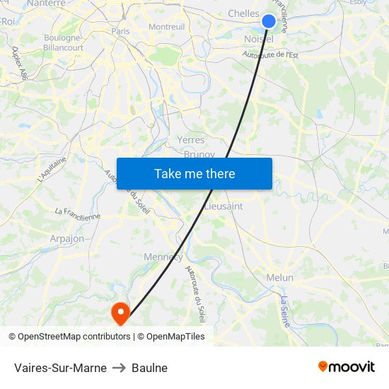 Vaires-Sur-Marne to Baulne map