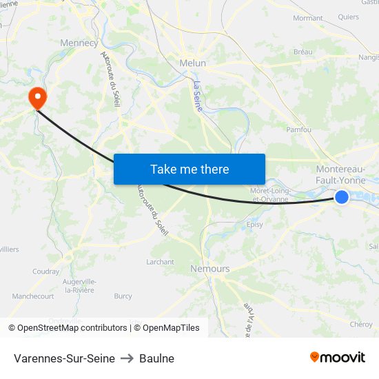 Varennes-Sur-Seine to Baulne map