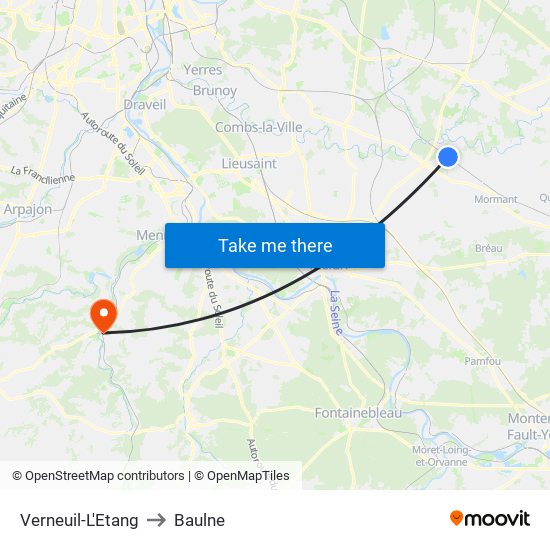 Verneuil-L'Etang to Baulne map