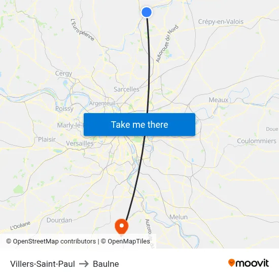 Villers-Saint-Paul to Baulne map
