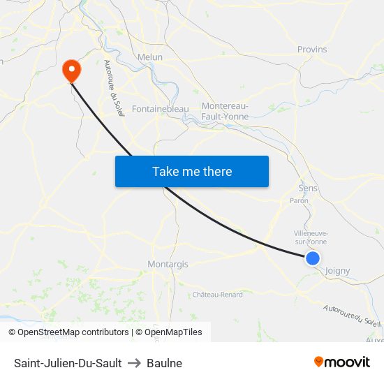 Saint-Julien-Du-Sault to Baulne map