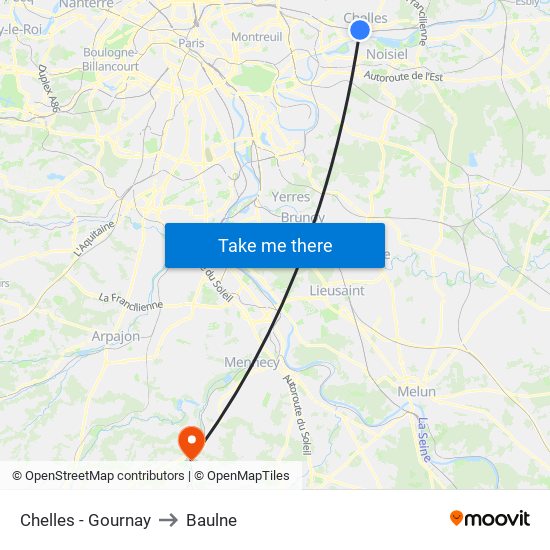 Chelles - Gournay to Baulne map
