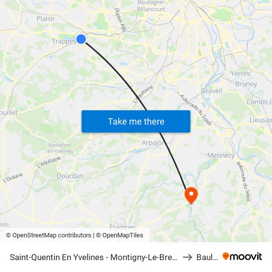 Saint-Quentin En Yvelines - Montigny-Le-Bretonneux to Baulne map