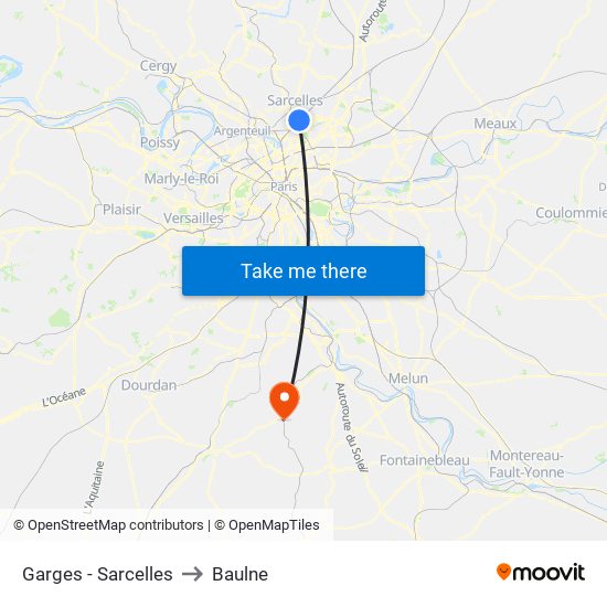 Garges - Sarcelles to Baulne map