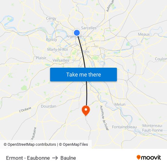 Ermont - Eaubonne to Baulne map