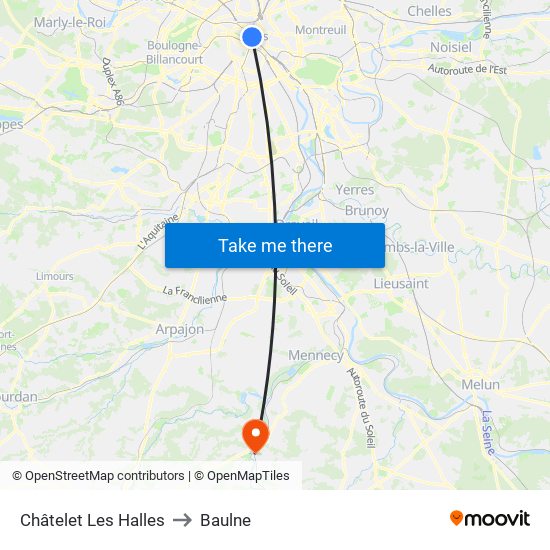 Châtelet Les Halles to Baulne map