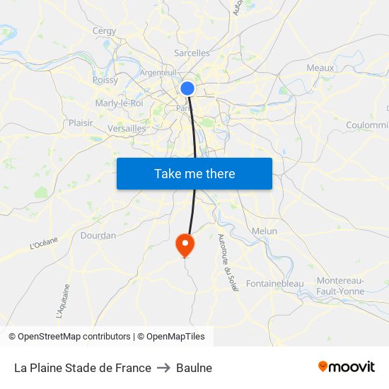 La Plaine Stade de France to Baulne map