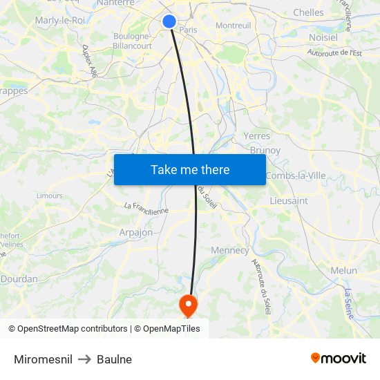 Miromesnil to Baulne map