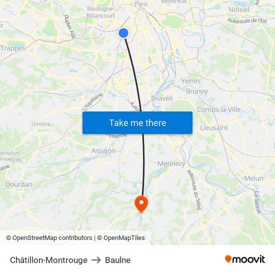Châtillon-Montrouge to Baulne map