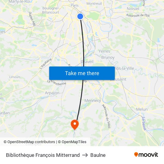 Bibliothèque François Mitterrand to Baulne map