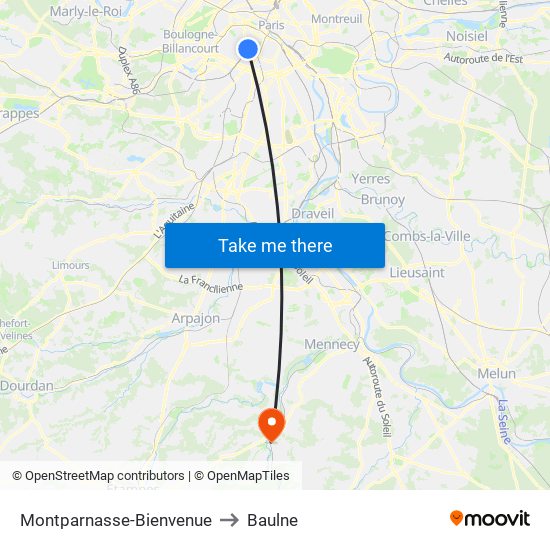 Montparnasse-Bienvenue to Baulne map