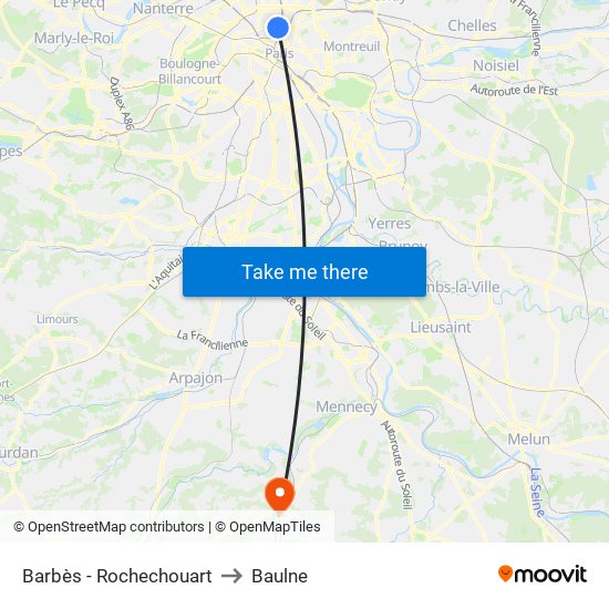 Barbès - Rochechouart to Baulne map
