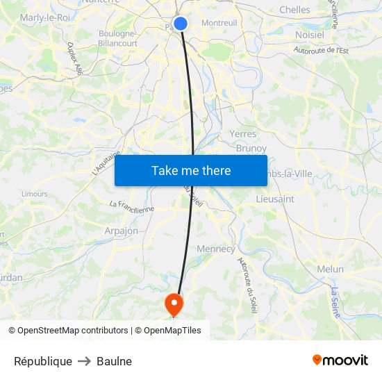 République to Baulne map