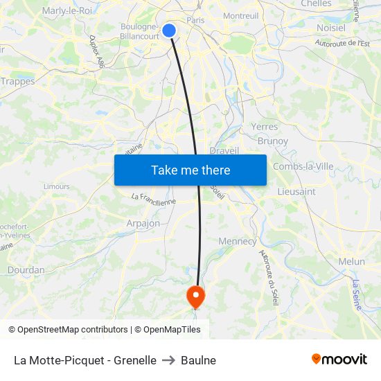 La Motte-Picquet - Grenelle to Baulne map