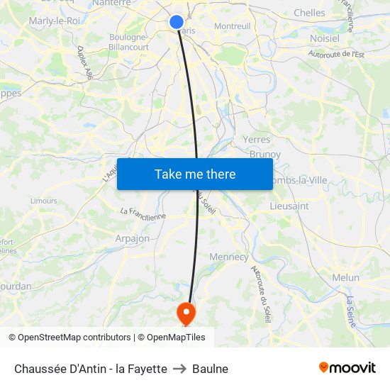 Chaussée D'Antin - la Fayette to Baulne map